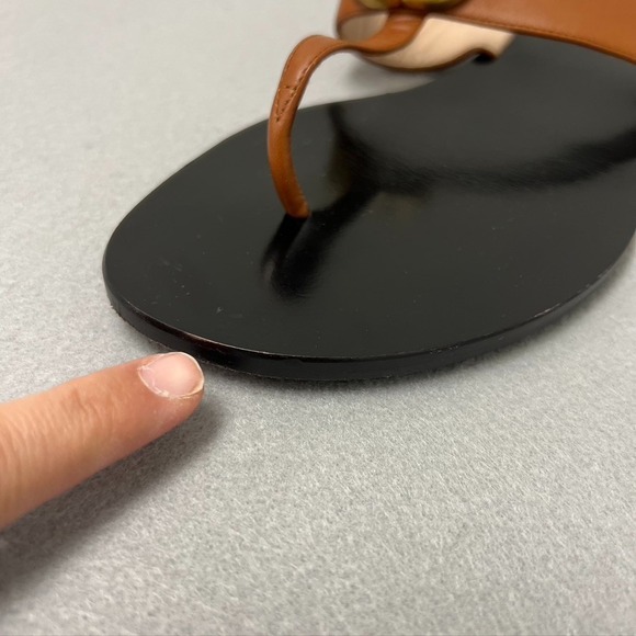 Gucci Double G Logo Leather Thong Sandal Womens 40 US 9 Summer Beach - Picture 14 of 16